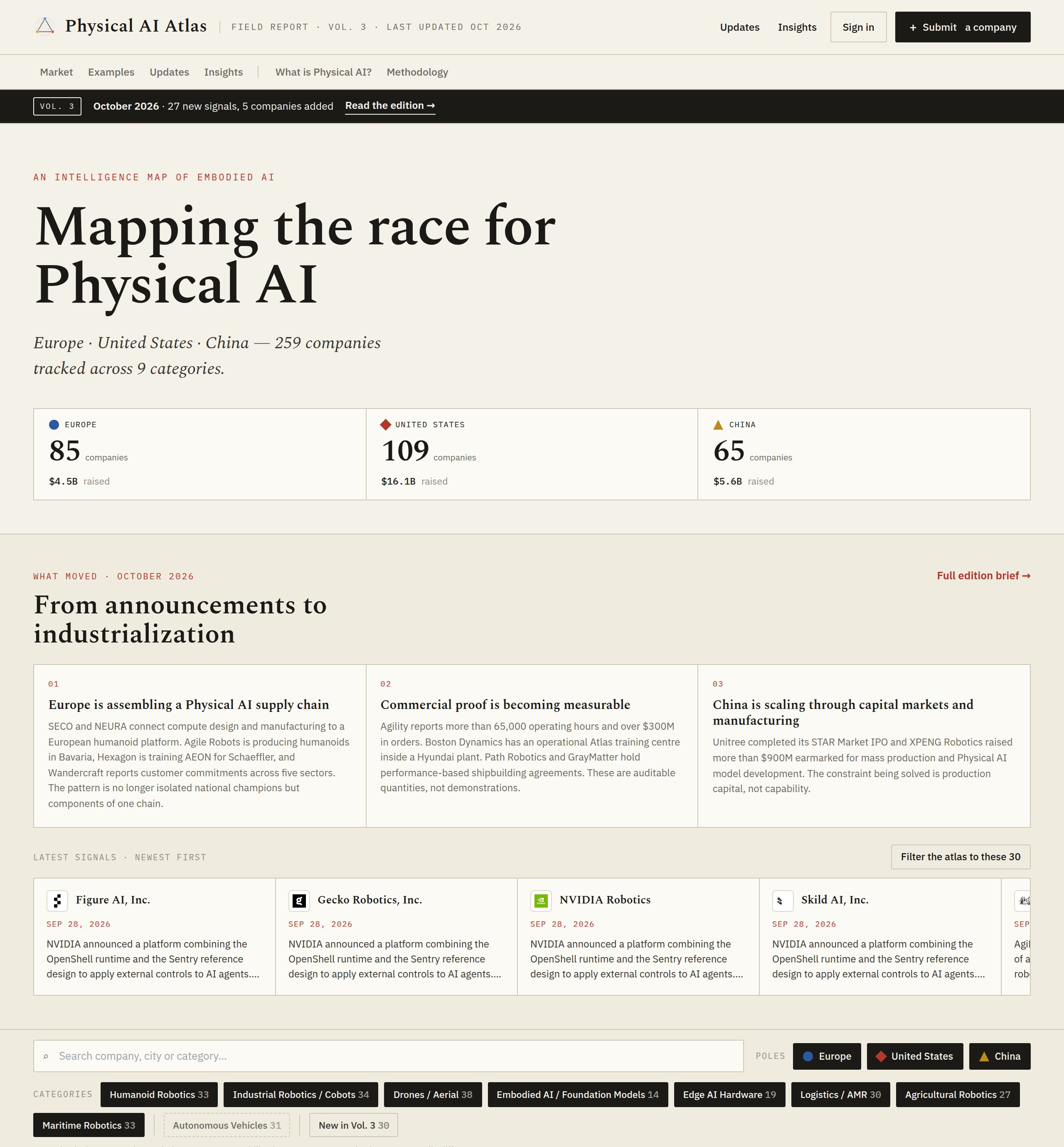 Physical AI Atlas homepage screenshot